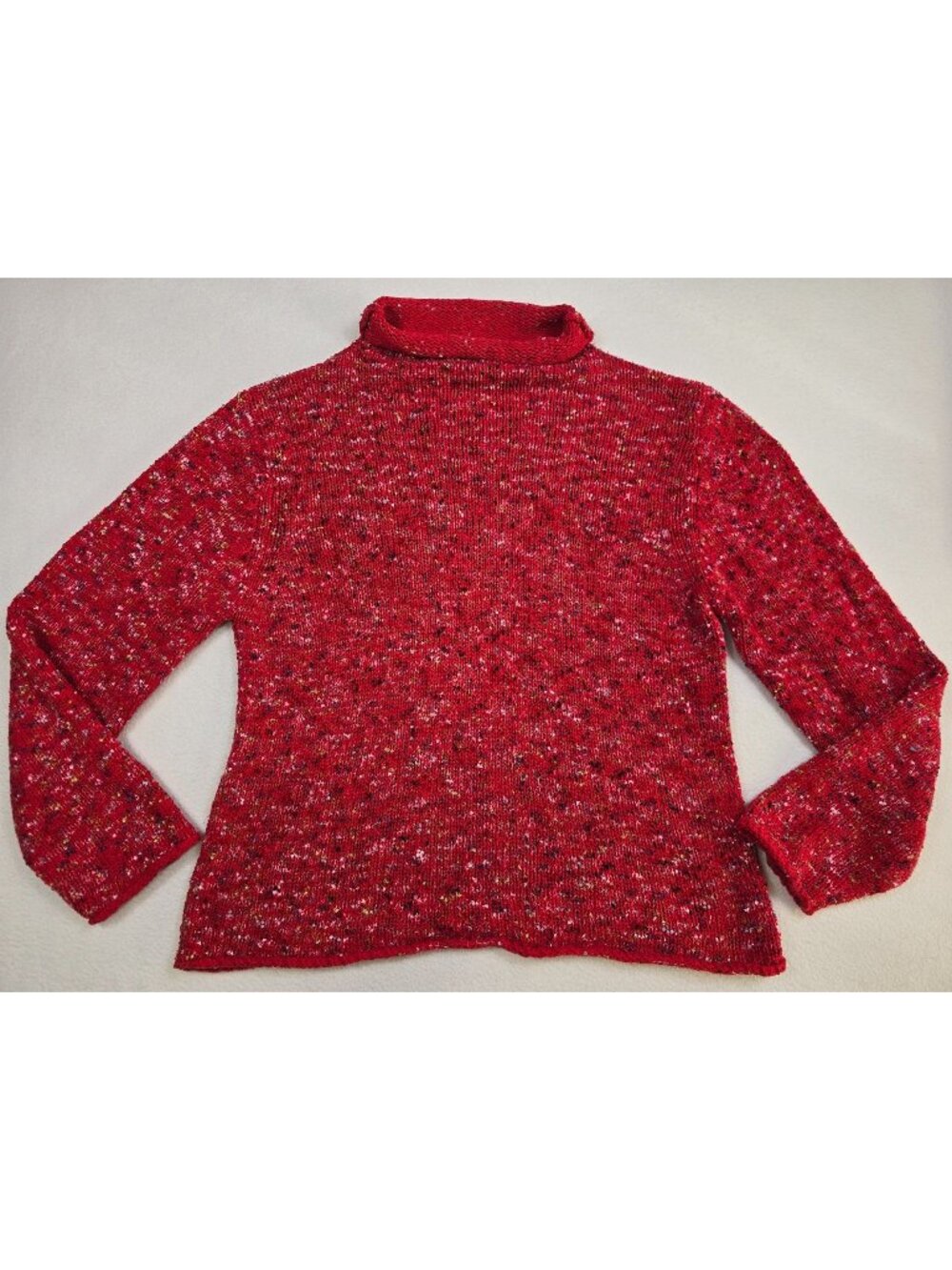 Coldwater Creek Red Knit Sweater Large Mock Neck